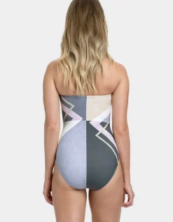 Gottex Modern Art Bandeau Swimsuit - Multi Grey Fashion