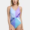 Gottex Modern Art V Neck Swimsuit - Multi Blue Outlet