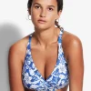 Seafolly Modern Marina F Cup Cross Front Bra Bikini - Blue Hot