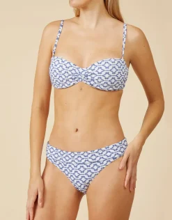 Heidi Klein Mykonos Fold Over Bikini Pant - Blue and White Hot