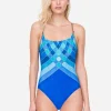 Gottex Mystic Gem Round Neck Swimsuit - Multi Blue Clearance