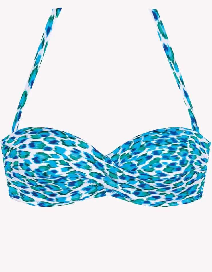 Tessy Nassau Twist Bandeau Bikini Top - Blue Hot