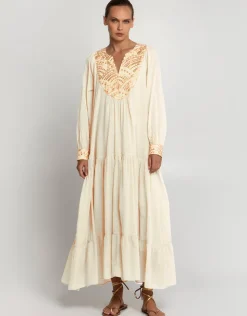 Greek Archaic Kori New Triangle Maxi Dress - Natural and Gold New