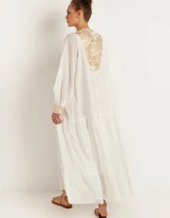 Greek Archaic Kori New Triangle Maxi Dress - White and Gold Best