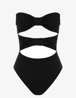 Peony Noir Ruched Holiday One Piece Swimsuit New