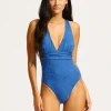 Seafolly Oasis Cross Back Swimsuit - Ultramarine Sale