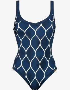 Charmline Ocean Cloud Moulded Swimsuit - Wave Cream Discount