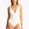 Sea Level Oceano Longline Scoop Back Swimsuit - White Discount