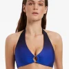 Jets Oia Sunset D-DD Trim Halter Bikini Top - Ocean Hot