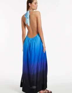 Jets Oia Sunset Halter Maxi Dress - Ocean Hot