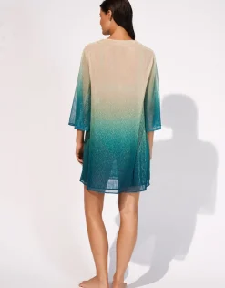 Maryan Mehlhorn Ombre Metallic Tunic - Aqua Gradient Sale