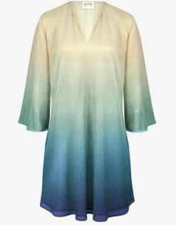 Maryan Mehlhorn Ombre Metallic Tunic - Aqua Gradient Sale