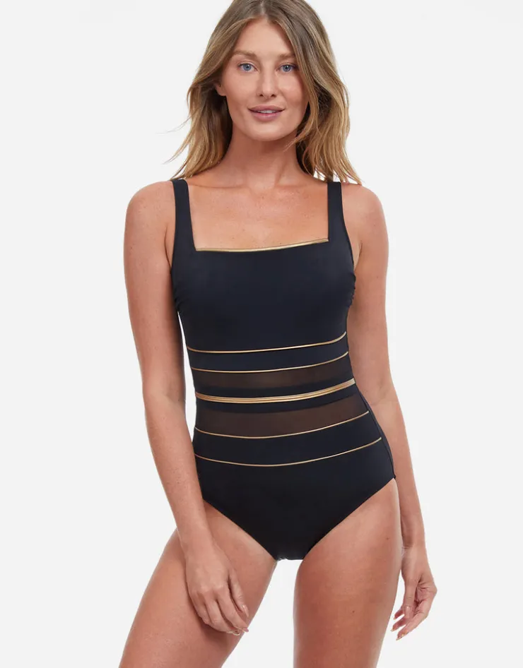 Gottex Onyx Square Neck Swimsuit - Black Clearance