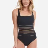 Gottex Onyx Square Neck Tank Swimsuit - Black and Gold Sale