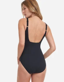 Gottex Onyx Square Neck Tank Swimsuit - Black and Gold Sale