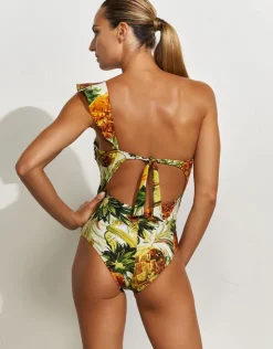 Maryan Mehlhorn Optimist Ruffle Shoulder Swimsuit - Pina Colada Outlet