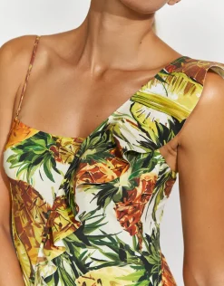 Maryan Mehlhorn Optimist Ruffle Shoulder Swimsuit - Pina Colada Outlet