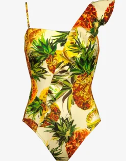 Maryan Mehlhorn Optimist Ruffle Shoulder Swimsuit - Pina Colada Outlet