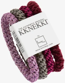 Kknekki Original Hair Tie Bundle - Pink Glitter, Camo Glitter, Mulberry and Velvet Bordeaux New