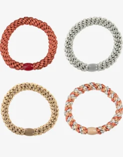Kknekki Original Hair Tie Bundle - Pale Gold, Silver and Dusky Coral Hot