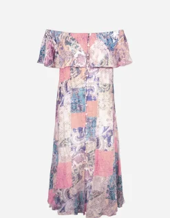 Watercult Paisley Savage Off the Shoulder Dress - Muted Pastels New