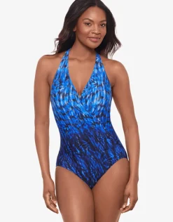 Miraclesuit Paka Mayan Wrapsody Swimsuit - Blue/Black Hot