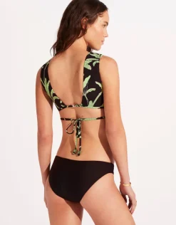 Seafolly Palm Paradise Hipster Bikini Pant - Black Fashion