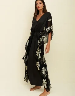 Pitusa Palm Tree Kaftan - Black Discount