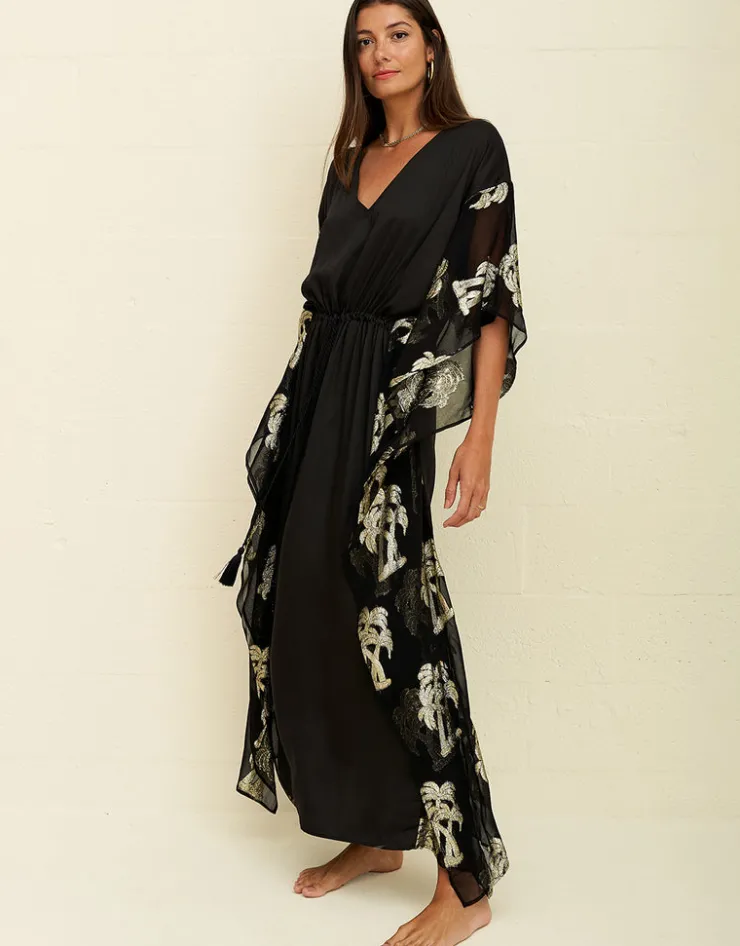 Pitusa Palm Tree Kaftan - Black Discount