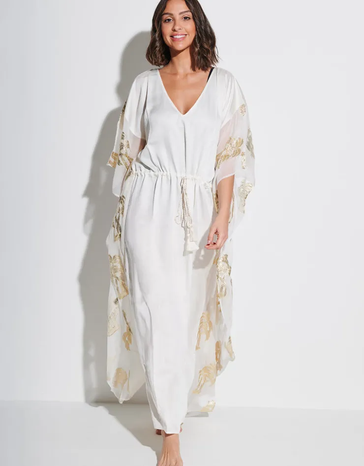 Pitusa Palm Tree Kaftan - White Sale