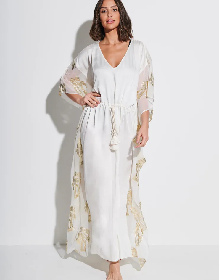 Pitusa Palm Tree Kaftan - White Sale