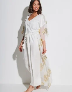 Pitusa Palm Tree Kaftan - White Sale