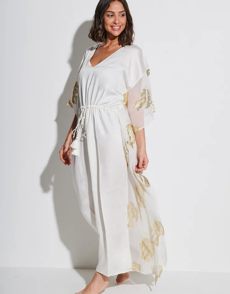 Pitusa Palm Tree Kaftan - White Sale