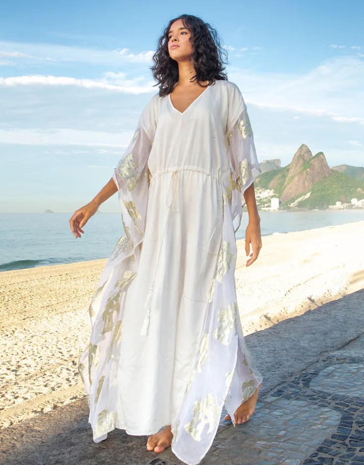 Pitusa Palm Tree Kaftan - White Sale