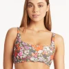 Sea Level Parkland Low Square Neck Bikini Top - Khaki New