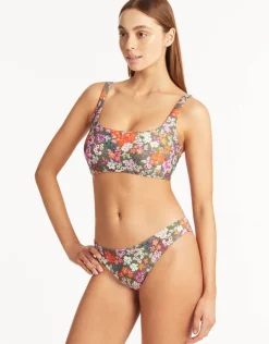 Sea Level Parkland Low Square Neck Bikini Top - Khaki New