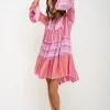 Pitusa Patchwork Mini Boho Dress - Pink Outlet