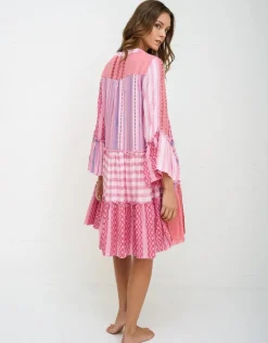Pitusa Patchwork Mini Boho Dress - Pink Outlet