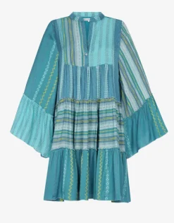 Pitusa Patchwork Mini Boho Dress - Blue Outlet
