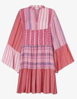 Pitusa Patchwork Mini Boho Dress - Pink Outlet