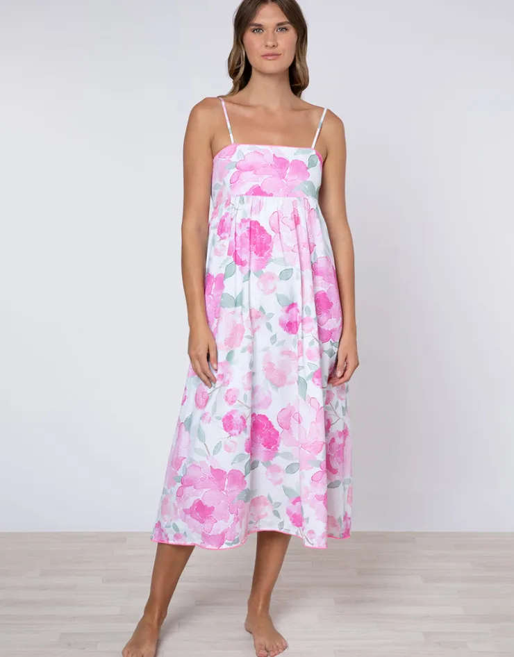 Juliet Dunn Peony Tie Back Midi Dress - Pink Outlet