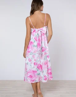 Juliet Dunn Peony Tie Back Midi Dress - Pink Outlet