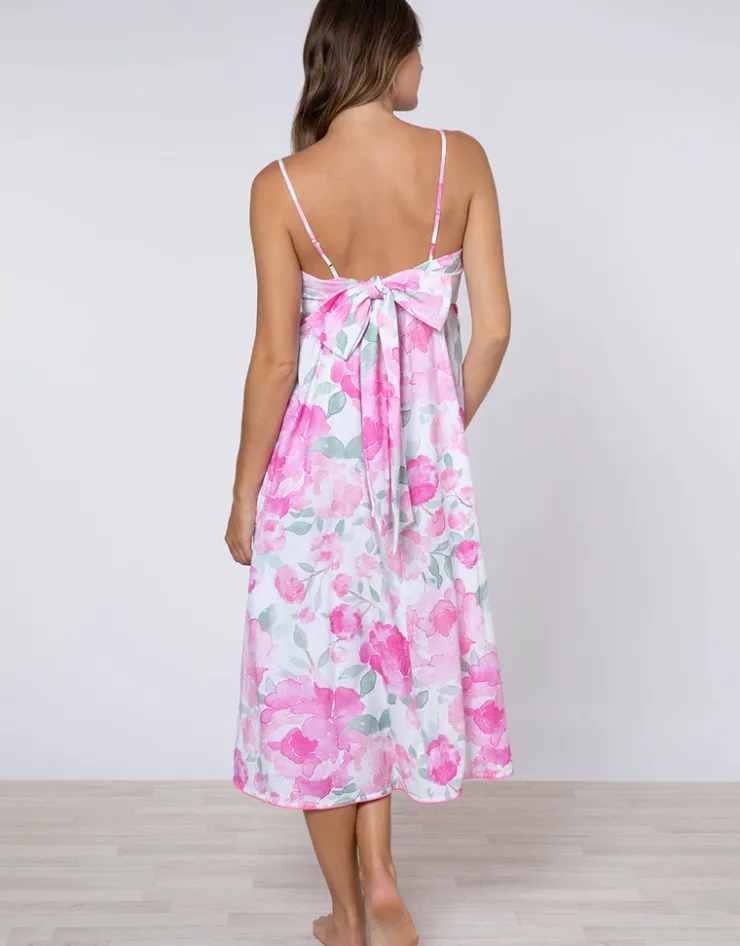 Juliet Dunn Peony Tie Back Midi Dress - Pink Outlet