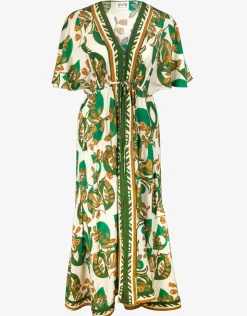 Maryan Mehlhorn Perceptions Kimono Kaftan - Cream and Green Online