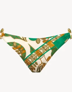 Maryan Mehlhorn Perceptions Ring Side Bikini Pant - Cream and Green Hot