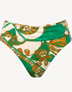 Maryan Mehlhorn Perceptions Ruched Band Bikini Pant - Cream and Green Outlet