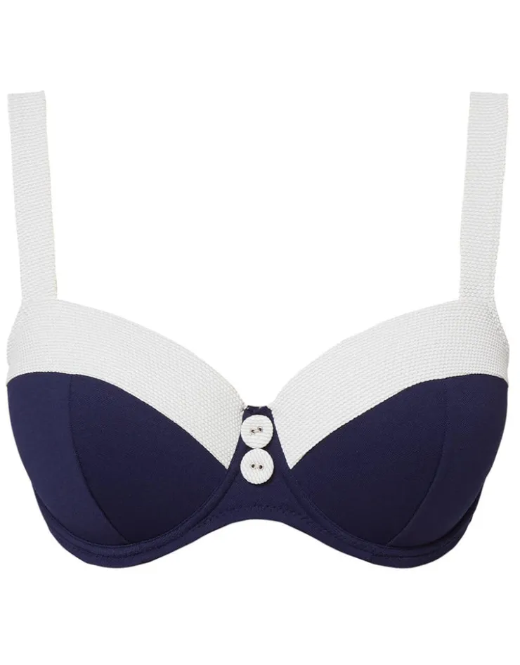 Nuria Ferrer Pitusa Balcony Bikini Top - Navy and White Outlet