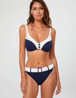 Nuria Ferrer Pitusa Plunge Bikini Top - Navy and White Sale