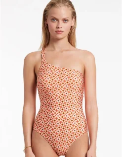 Jets Playa One Shoulder Swimsuit - Fiamma Red Outlet