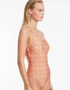 Jets Playa One Shoulder Swimsuit - Fiamma Red Outlet